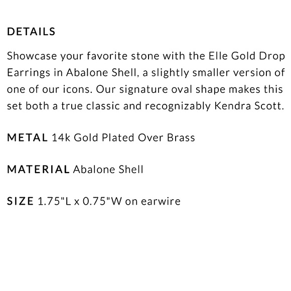 NEW Kendra Scott Gold Abalone Shell Elle Drop Earrings - Picture 3 of 8